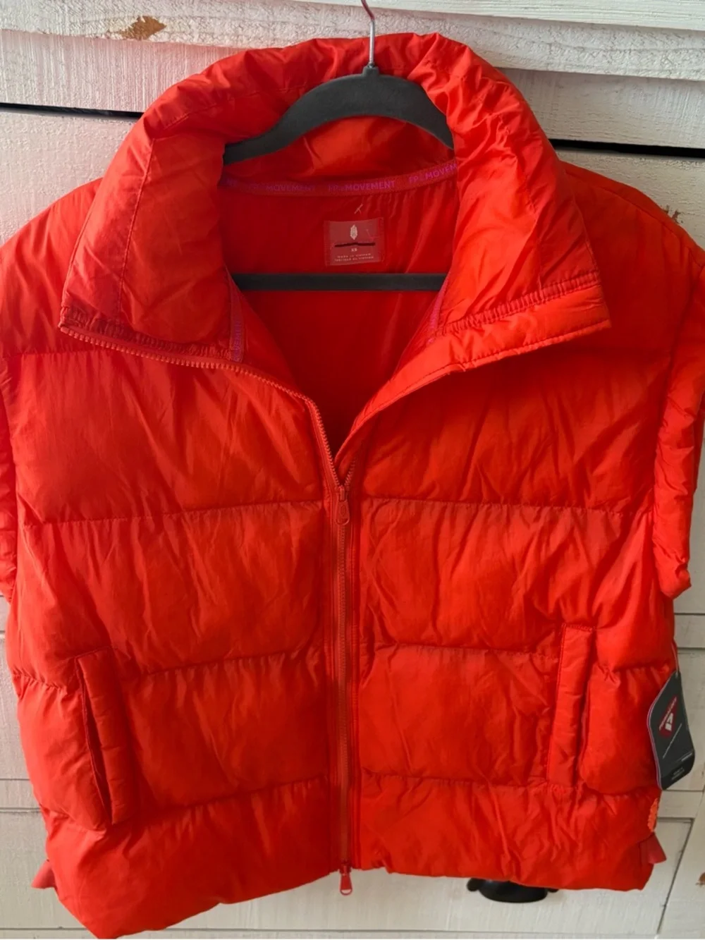 NWT Free People Orange red In A Bubble Puffer Vest - Picture 4 of 10